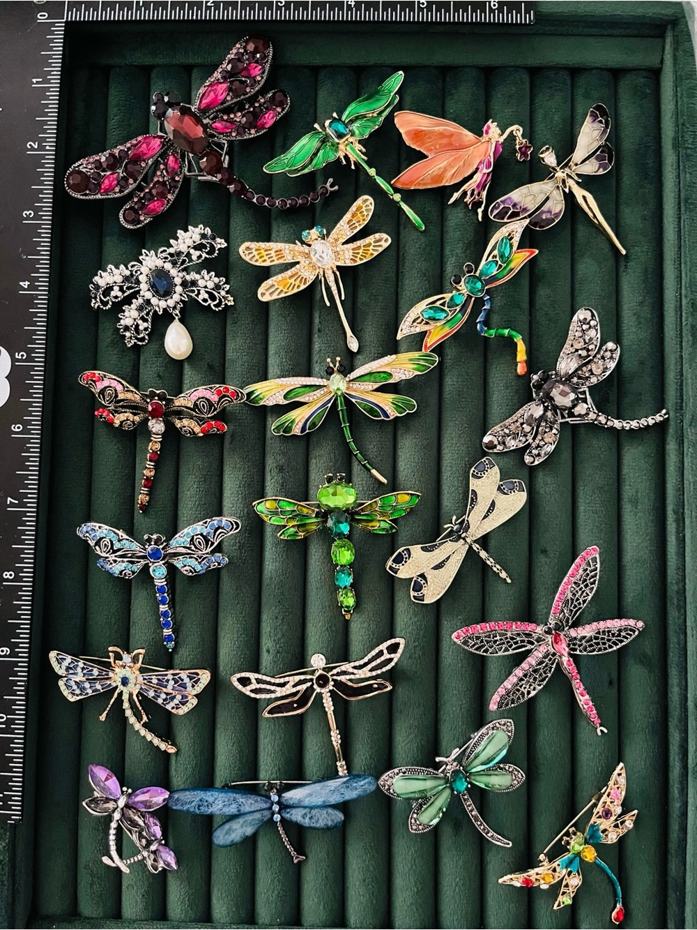 Lot 20 Dragonfly Brooch Pins Rhinestone Enamel Crystal Vintage Style Jewelry